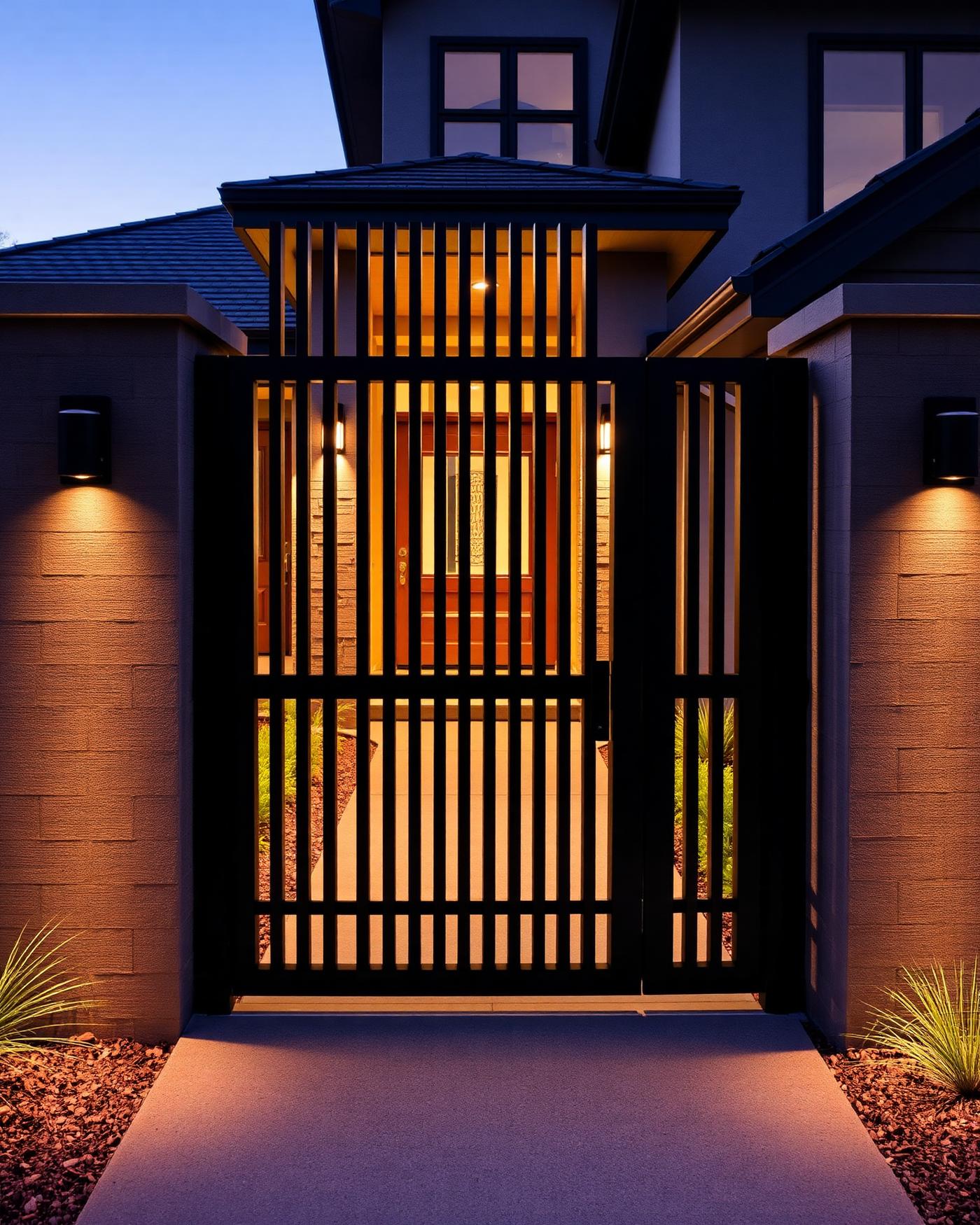 Kew House 03 — Custom pivot entry gate